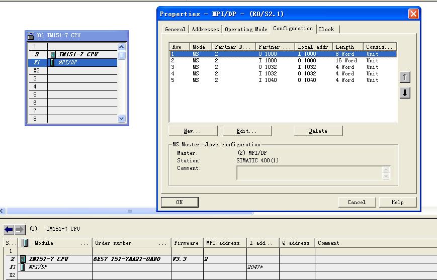 CPU 414-3 PN/DP与ET200s的IM151-7CPU如何配置DP通信
