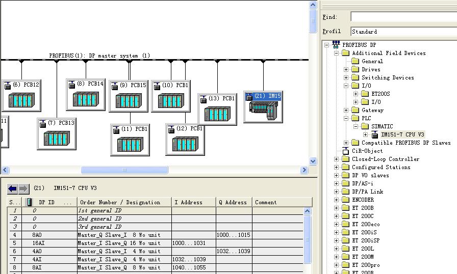 CPU 414-3 PN/DP与ET200s的IM151-7CPU如何配置DP通信