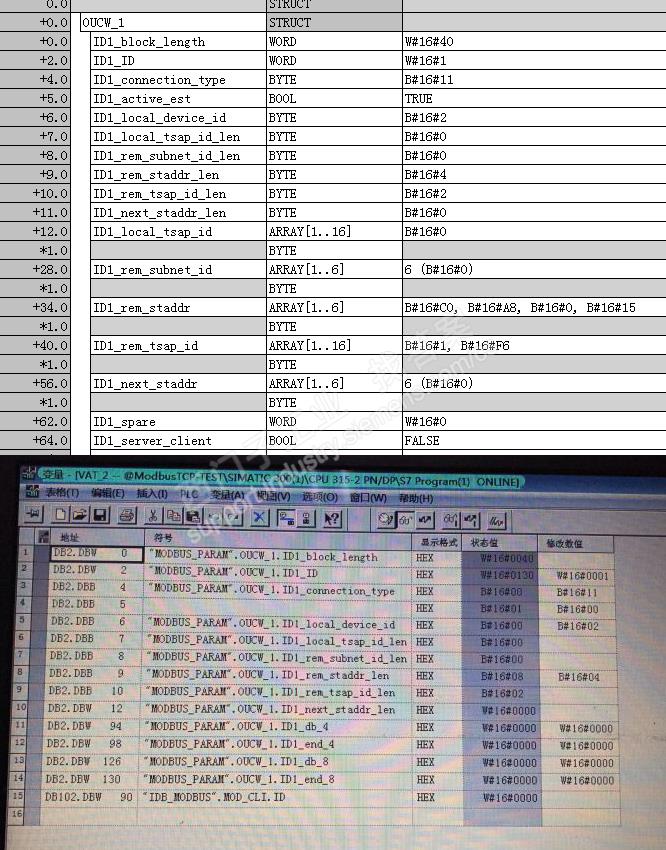 CPU315 2pn/dp PN口做modbusTCP通讯