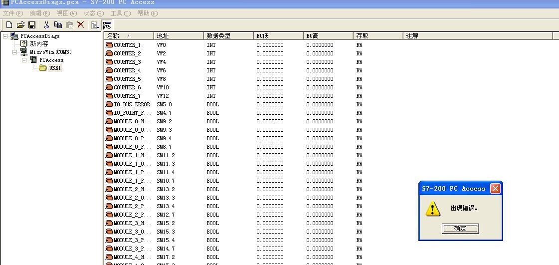 PC ACCESS与S7-200的通信问题
