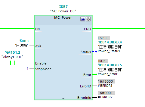 S7-1200 运动控制MC_Power禁用问题