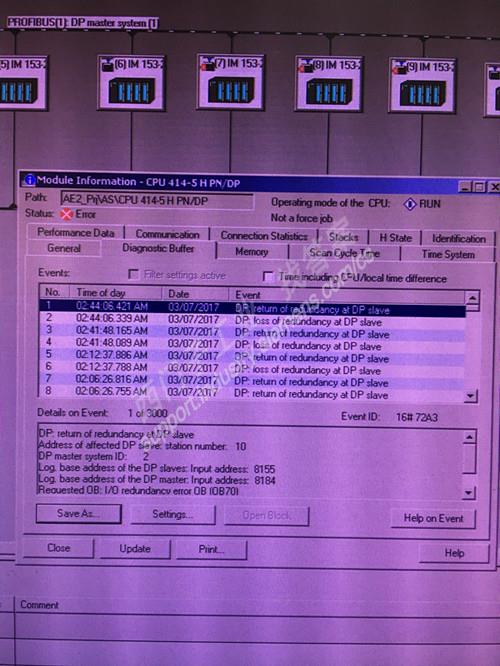CPU414H  EXTF和RDEF灯红色常亮