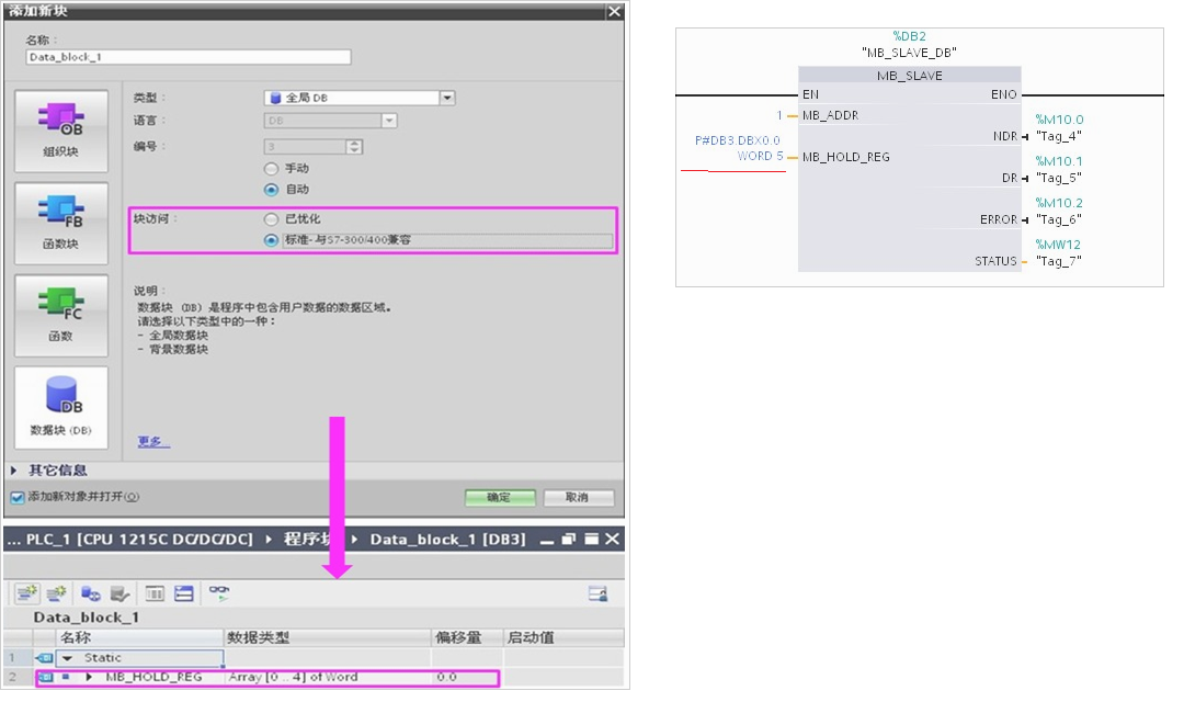 s7-1200 modbus rtu从站通信的MB_HOLD_REG指针数据块