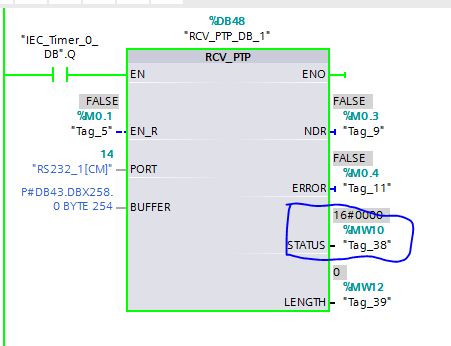 S7-1200点对点通信读真空计串口信号，RCV_PTP模块问题？