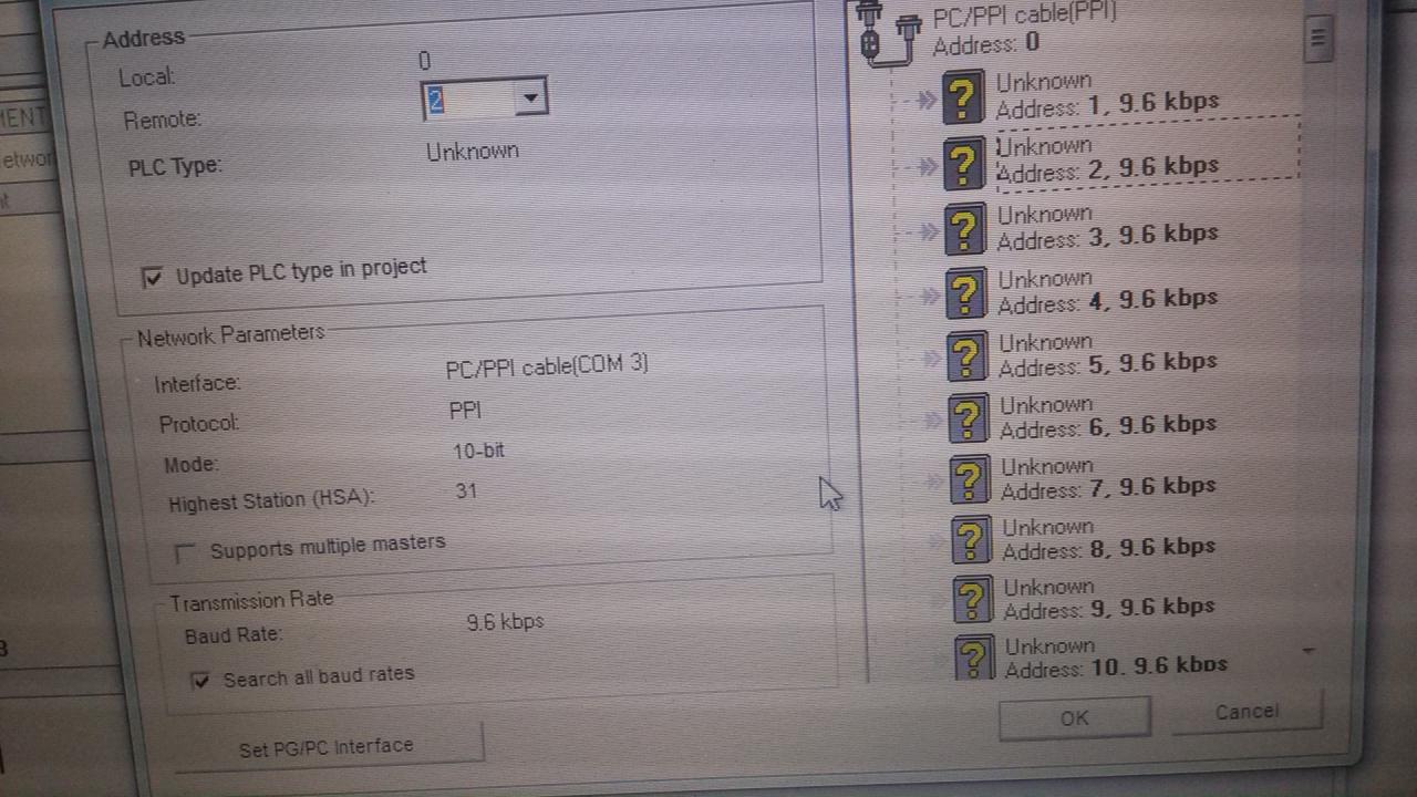各位乡亲，请问s7- 200 PLC软件sp9版本，PC/PG设置时出现多段速率文件