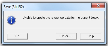 Unable to create the reference data for the current block