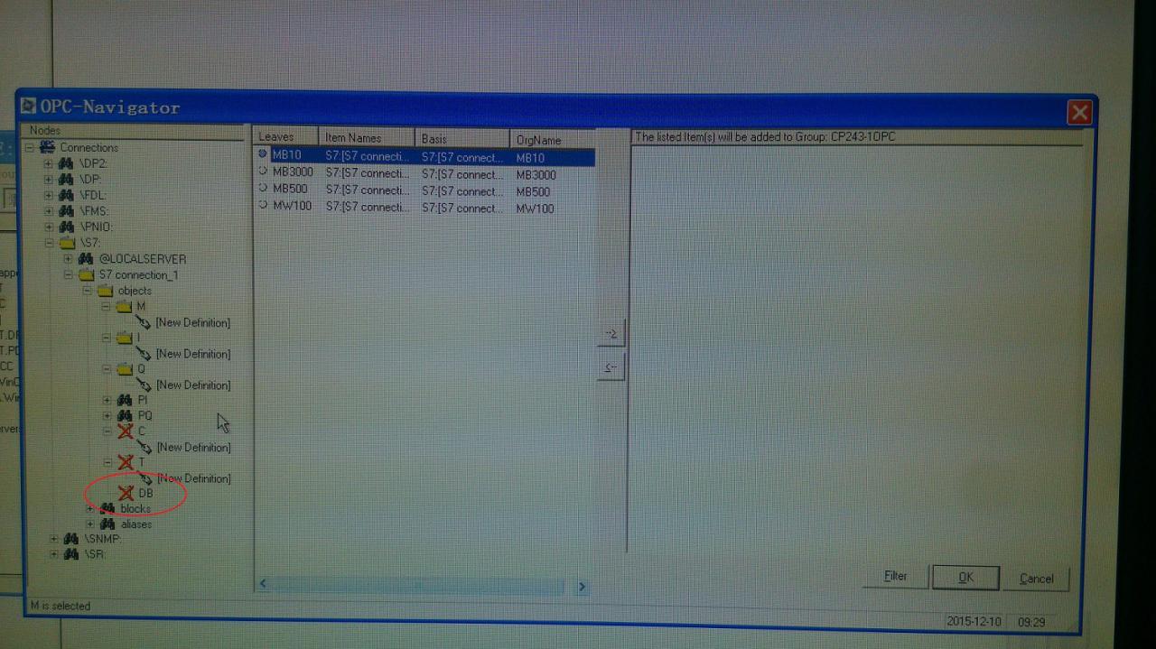 S7-200PLC通过simatic net opc server连接到WinCC7.0时怎么访问V变量？
