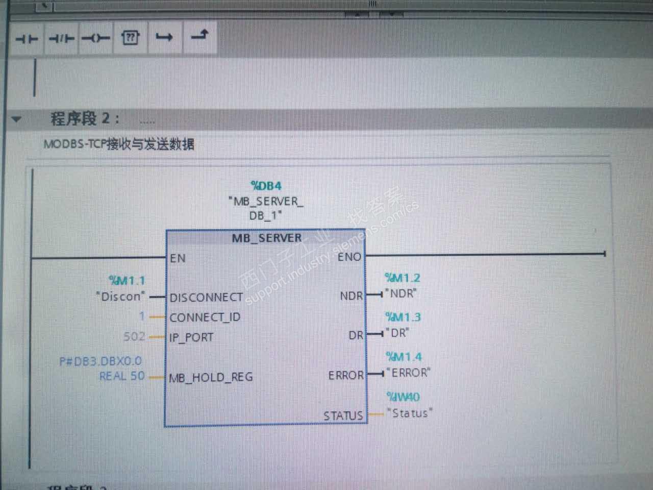 1215C模块使用MODBUS TCP的问题